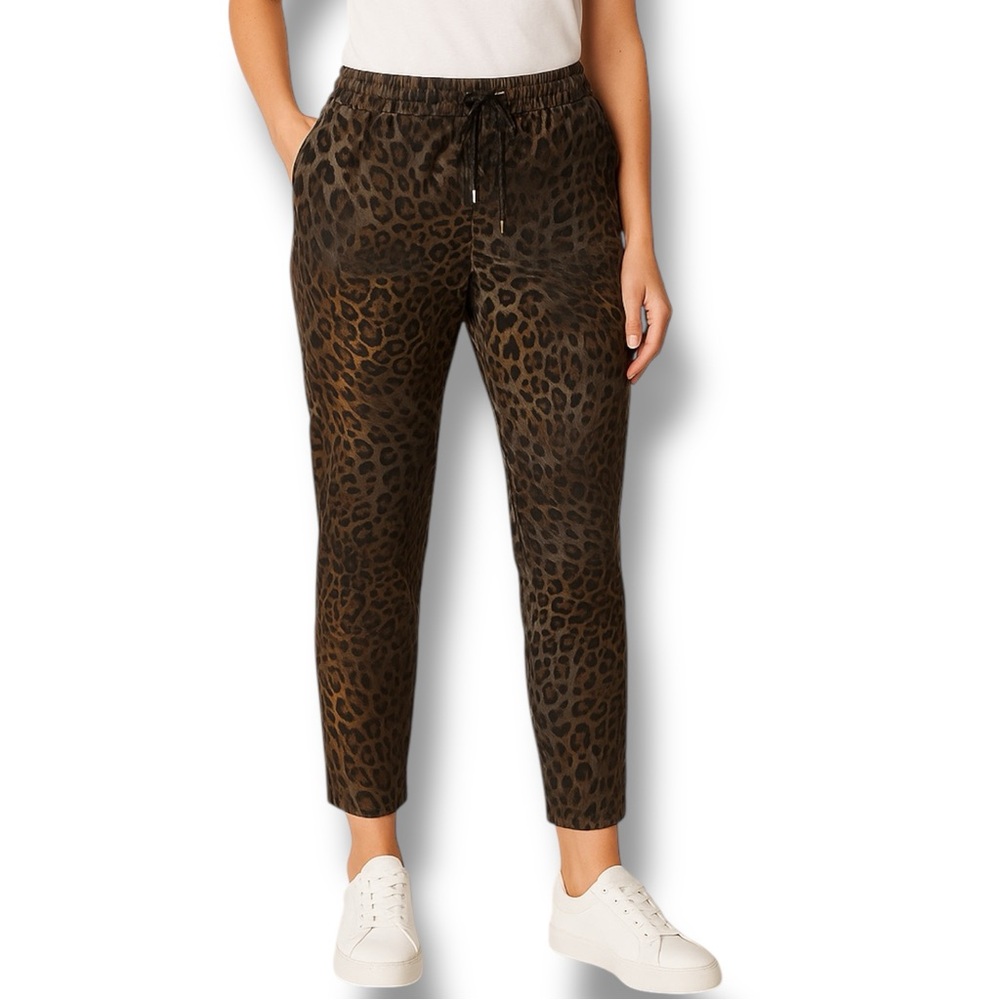Guess NWT Leopard Animal Print Satin Jogger Athleisure Travel Lounge Wear Sz S‎